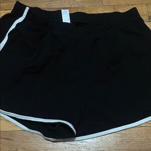 No Boundaries Black Athletic Shorts with White Accents
